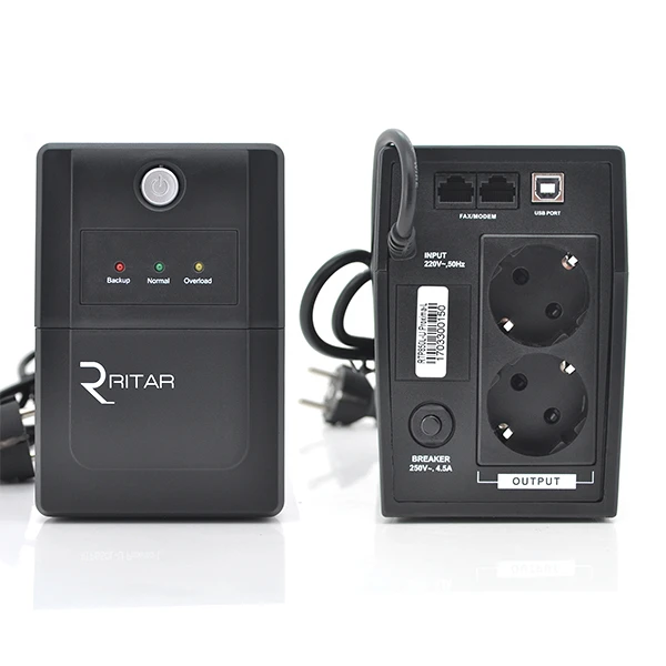 ДБЖ Ritar RTP650L-U (390W) Proxima-L, LED, AVR, 2st, USB, 2xSCHUKO socket, 1x12V7Ah, plastik Case (340 x 140 X 205) 4.7 кг Q4