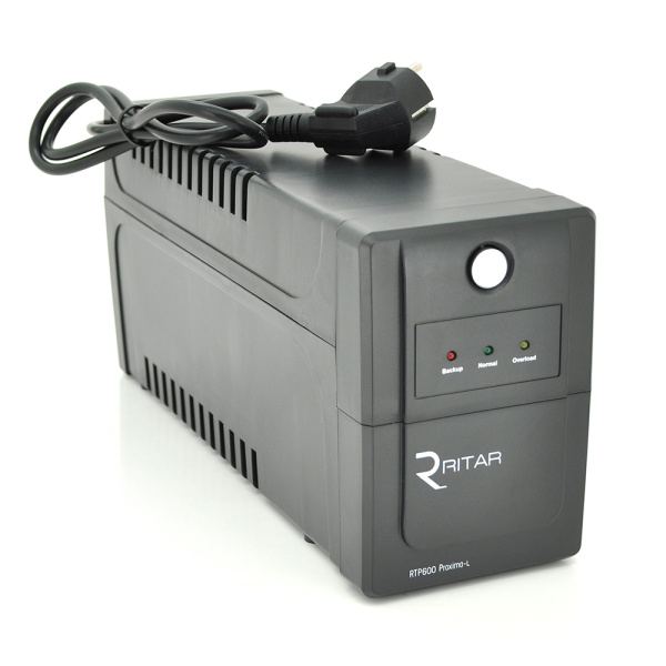 ДБЖ Ritar RTP600 (360W) Proxima-L, LED, AVR, 2st, 2xSCHUKO socket, 1x12V7Ah, plastik Case. (300*100*140) Q4