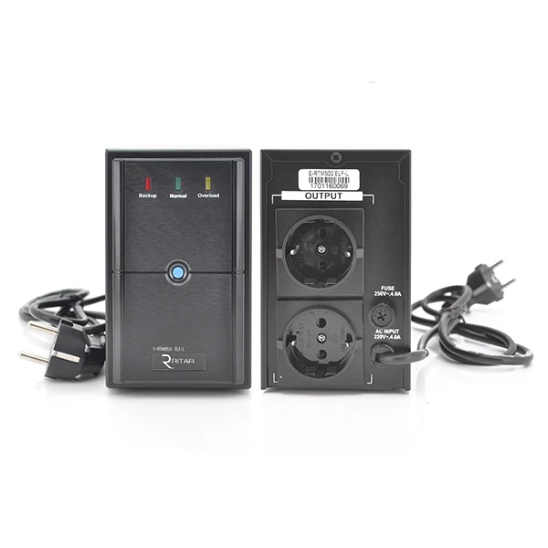 ДБЖ Ritar E-RTM850 (510W) ELF-L, LED, AVR, 2st, 2xSCHUKO socket, 1x12V9Ah, металевий Case Q4 (370*130*210) 5,8кг (310*85*140)