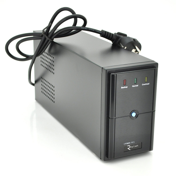 ДБЖ Ritar E-RTM1000 (600W) ELF-L, LED, AVR, 3st, 3xSCHUKO socket, 2x12V7Ah, метал Case Q2 (405*195*285) 10 кг (340*120*190)