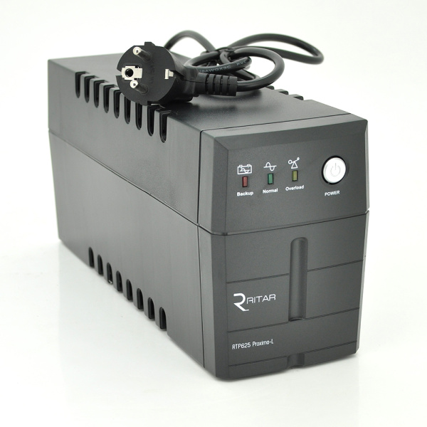 ДБЖ Ritar RTP625 (375W) Proxima-L, LED, AVR, 2st, 2xUNIVERSAL socket, 1x12V7Ah, plastik Case (300 x 100 x 140)