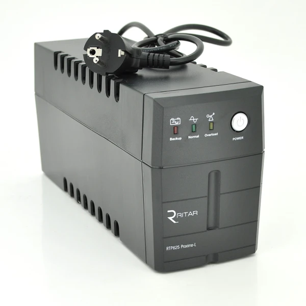 ДБЖ Ritar RTP625 (375W) Proxima-L, LED, AVR, 2st, 2xUNIVERSAL socket, 1x12V7Ah, plastik Case (300 x 100 x 140)