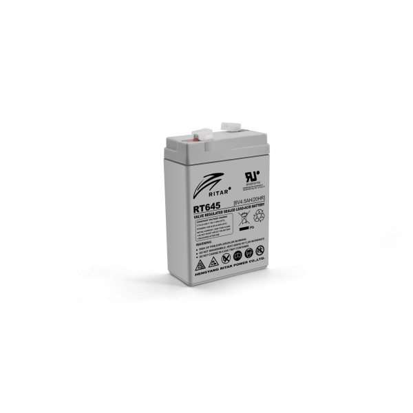 Акумуляторна батарея AGM RITAR RT645, Gray Case, 6V 4.5Ah (70х47х99 (105)) Q20