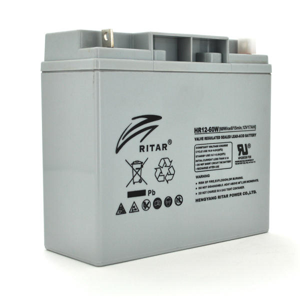 Акумуляторна батарея AGM RITAR HR12-60W, Gray Case, 12V 17.0Ah ( 181 х 77 х 167 (167 ) 4.80 kg Q4