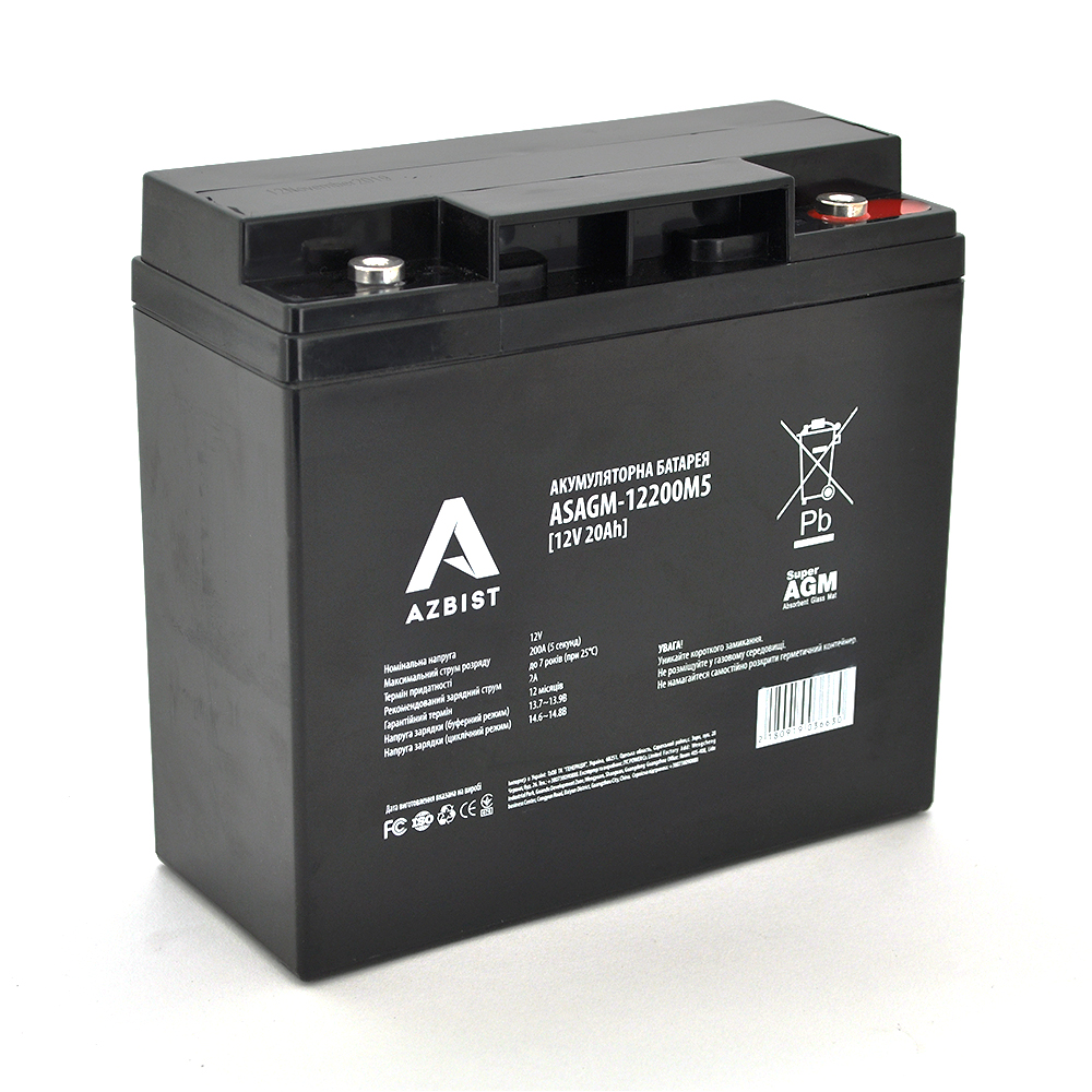 2170170.jpg Аккумулятор ASBIST Super AGM ASAGM-12200M5, Black Case, 12V 20.0Ah (181 х 77 х 167) Q4 - Зображення 1