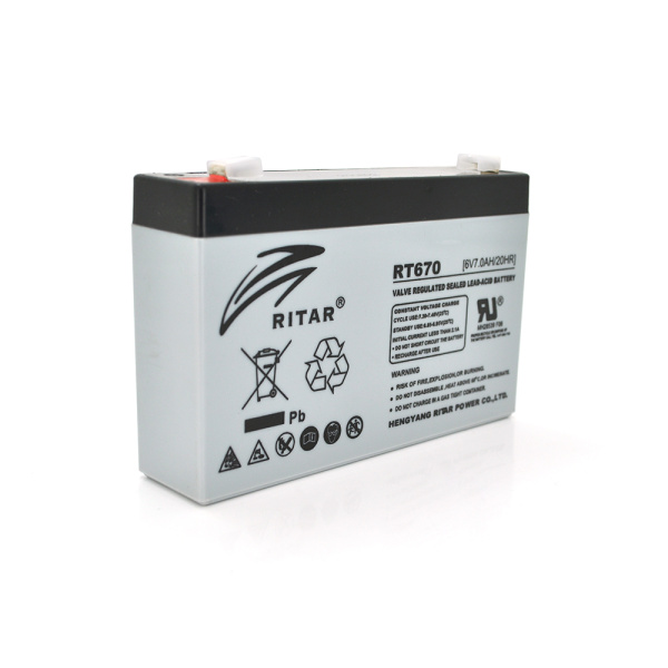Акумуляторна батарея AGM RITAR RT670, Gray Case, 6V 7.0Ah (151х34х94 (100)) Q20