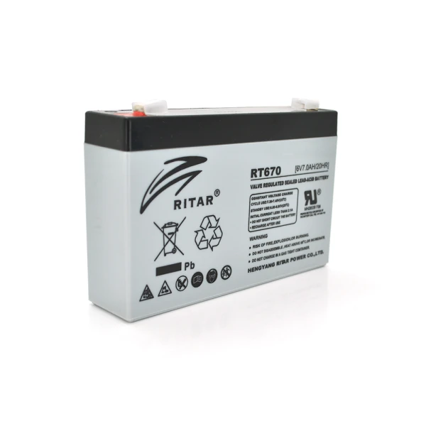 Акумуляторна батарея AGM RITAR RT670, Gray Case, 6V 7.0Ah (151х34х94 (100)) Q20