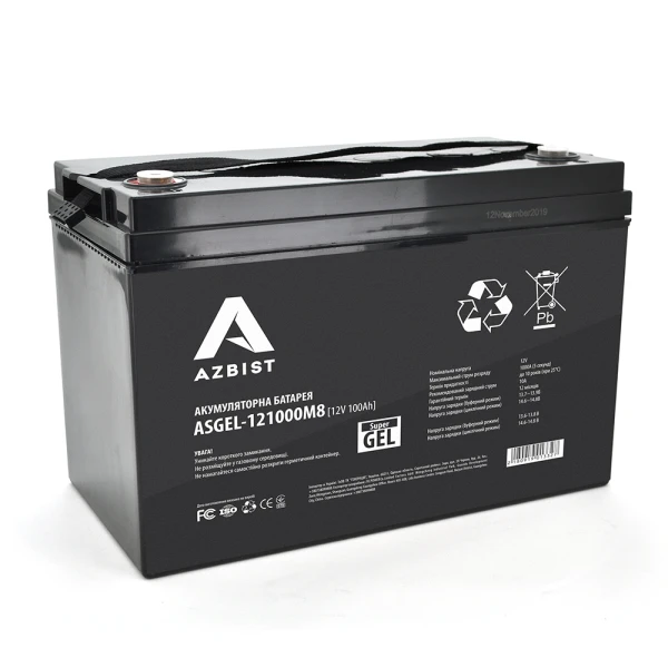 Аккумулятор AZBIST Super GEL ASGEL-121000M8, Black Case, 12V 100.0Ah (329 x 172 x 215) Q1