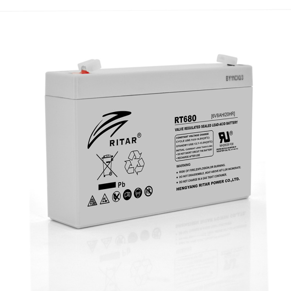 Акумуляторна батарея AGM RITAR RT680, Gray Case, 6V 8Ah (151х34х94 (100)) Q12