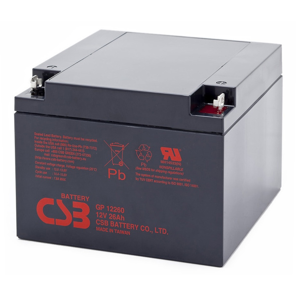 Акумуляторна батарея CSB GP12260, 12V 26Ah (166х175х125 мм), Q2