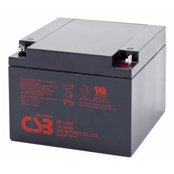 Акумуляторна батарея CSB GP12260, 12V 26Ah (166х175х125 мм), Q2