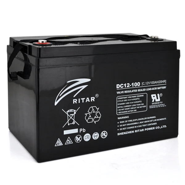 Аккумуляторна батарея CARBON RITAR DC12-100C, Black Case, 12V 100.0Ah, 2000-5000 циклів, до 15 років термін служби, (328 х 172 х 215 (220)) Q1