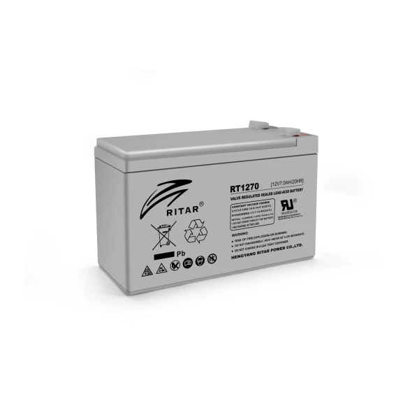 Акумуляторна батарея AGM RITAR RT1270, Gray Case, 12V 7.0Ah ( 151 х 65 х 94 (100) ) Q10