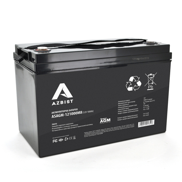 Аккумулятор AZBIST Super AGM ASAGM-121000M8, Black Case, 12V 100.0Ah (329 x 172 x 215) Q1