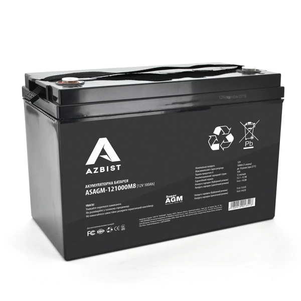 Аккумулятор AZBIST Super AGM ASAGM-121000M8, Black Case, 12V 100.0Ah (329 x 172 x 215) Q1