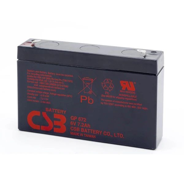 Акумуляторна батарея CSB GP672, 6V 7.2Ah (94х151х34мм)