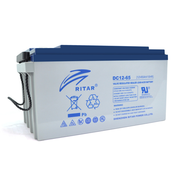 Акумуляторна батарея AGM RITAR DC12-65, Gray Case, 12V 65Ah (350 х 167 х 182)