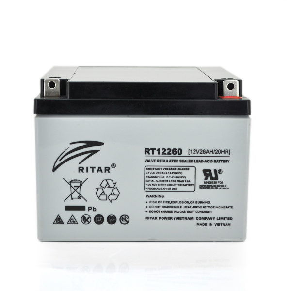 Акумуляторна батарея AGM RITAR RT12260, Gray Case, 12V 26.0Ah (166 х 178 х125 ) Q1