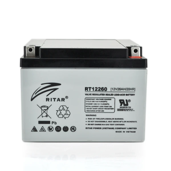 Акумуляторна батарея AGM RITAR RT12260, Gray Case, 12V 26.0Ah (166 х 178 х125 ) Q1