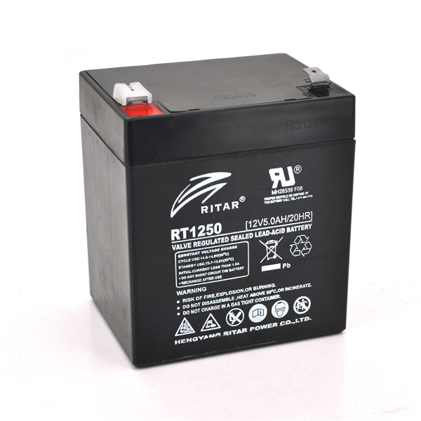 Акумуляторна батарея AGM RITAR RT1250B, Black Case, 12V 5.0Ah ( 90 х70 х 101 (107) ) Q10