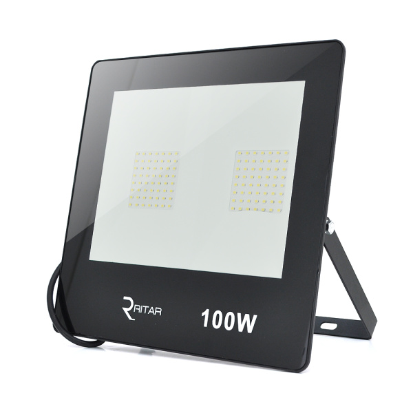 Прожектор SLIM LED RITAR RT-FLOOD100A, 100W, 112xSMD2835, IP65, 8000Lm, 6500K (100%), PF>0.9 Ra>70, 283*270*30mm, Q10