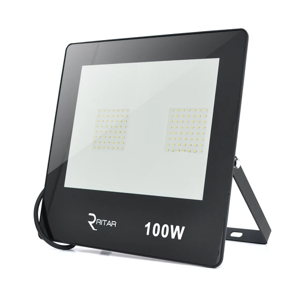 Прожектор SLIM LED RITAR RT-FLOOD100A, 100W, 112xSMD2835, IP65, 8000Lm, 6500K (100%), PF>0.9 Ra>70, 283*270*30mm, Q10