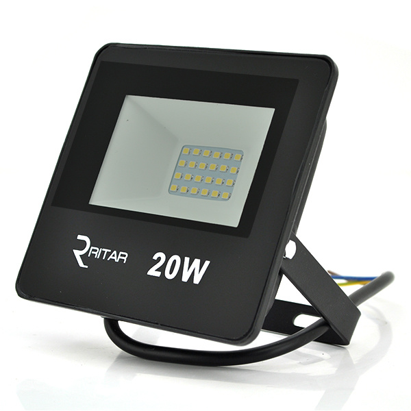 Прожектор SLIM LED RITAR RT-FLOOD20A, 20W, 24xSMD2835, IP65, 2000Lm, 6500K (100%), PF>0.9 Ra>70, 125*140*25mm