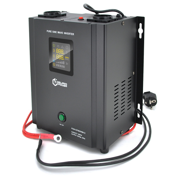 ДБЖ із правильною синусоїдою Europower PSW-EP800WM12 (480 Вт) 5/10А настінний, під зовнішню АКБ 12В, Q2 (355*325*215) 5,75 кг