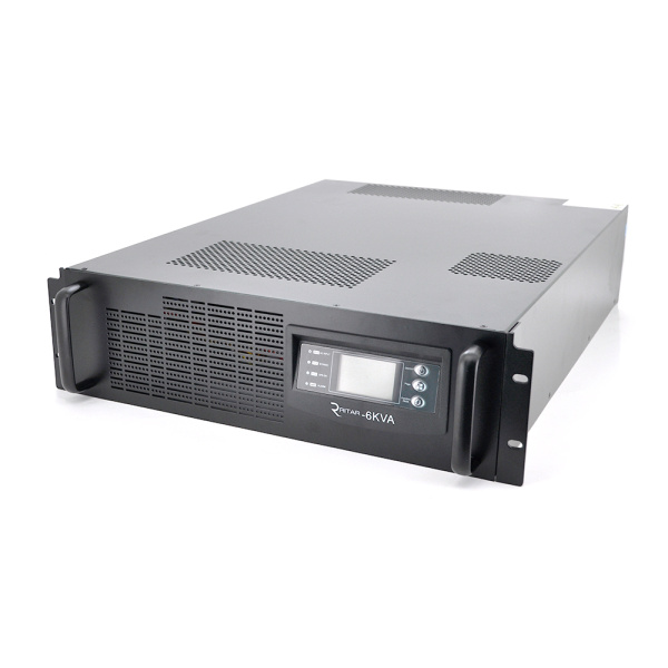 ДБЖ із правильною синусоїдою ONLINE Ritar RT-6KS-LCD, RACK 6000VA (5400Вт), 192 В, Вбудована батарея 12V 7,5 Ah х 16 шт (482*600*130), Q1