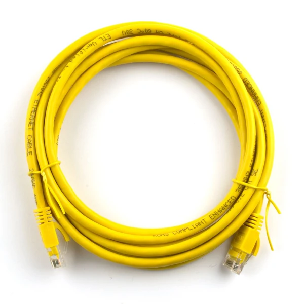Патч-корд літій RITAR, UTP, RJ45, Cat.5e, 10m, жовтий, Cu (мідь) Q300
