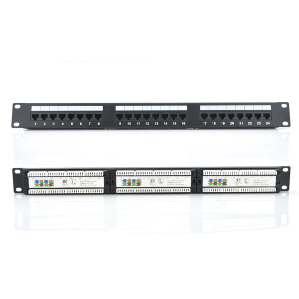 Патч-панель RITAR 24 порти UTP DUAL кат 5Е 19" 1U НЕ екранована чорна Q25