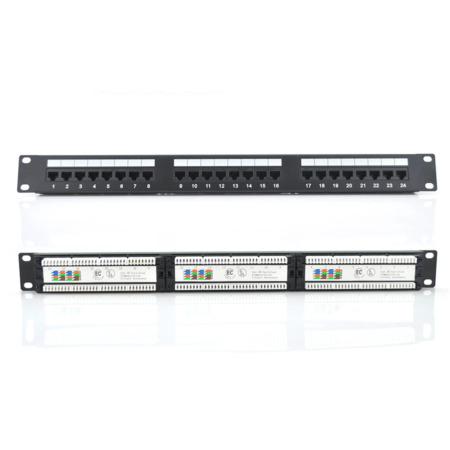 2171775.jpg Патч-панель RITAR 24 порти UTP DUAL кат 5Е 19" 1U НЕ екранована чорна Q25 - Зображення 1