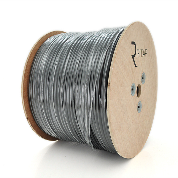 Кабель коаксіальний з живленням RITAR B305-RG690CU + 2x0.5mm CU, 1,02 мм.CU, 64x0.12m CCA, 75 Ом, FPE, оболочка 6,91мм чорні PVC, котушка 305м Q1