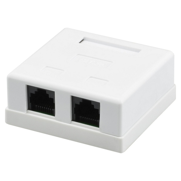 Розетка RITAR UTP 8P8C RJ45 2 порт Cat-5, накладна біла Q400