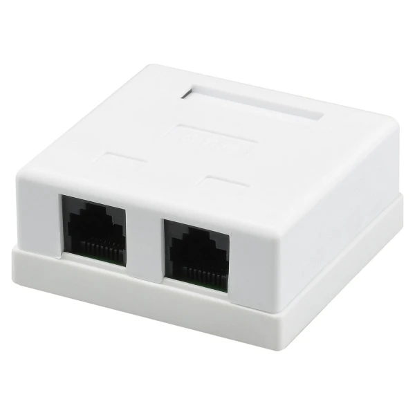 Розетка RITAR UTP 8P8C RJ45 2 порт Cat-5, накладна біла Q400