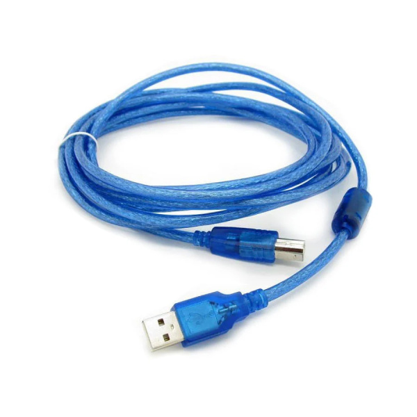 Кабель USB 2.0 RITAR AM/BM, 5.0m, 1 ферит, прозрачний синій