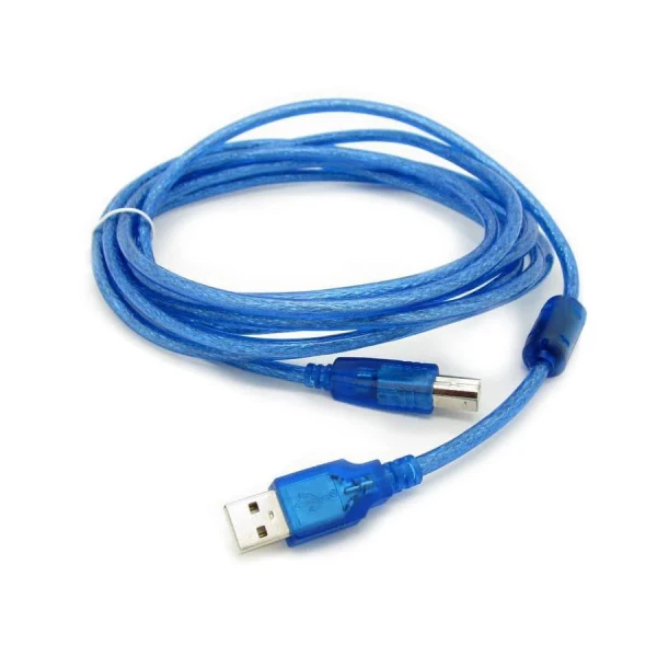 Кабель USB 2.0 RITAR AM/BM, 5.0m, 1 ферит, прозрачний синій