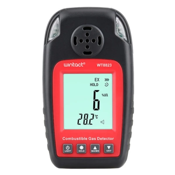 Детектор горючих газів + термометр (0-100% LEL, 0-50 ° C) WINTACT WT8823