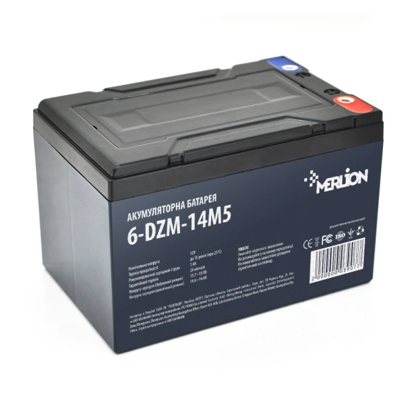 Тягова акумуляторна батарея AGM MERLION 6-DZM-14, 12V 14Ah M5 (151х98х104 мм) Q4