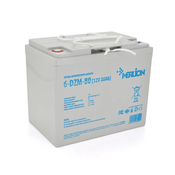 Тягова акумуляторна батарея AGM MERLION 6-DZM-80, 12V 80Ah (265 x 168 x 215) Q1