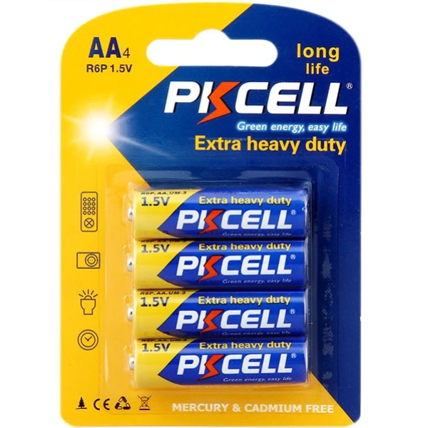 Батарейка сольова PKCELL 1.5V AA/R6, 4 штуки в блістері ціна за блістер, Q12