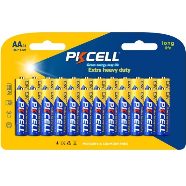 Батарейка сольова PKCELL 1.5V AA/R6, 24 штуки в блістері ціна за блістер, Q12