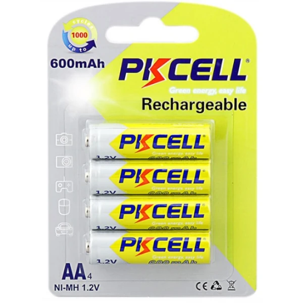 Аккумулятор PKCELL 1.2V AA 600mAh NiMH Rechargeable Battery, 4 штуки у блістері ціна за блістер, Q12