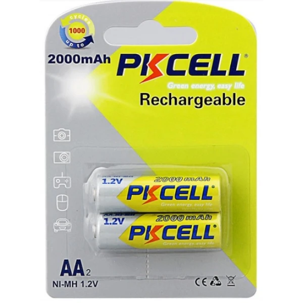 Аккумулятор PKCELL 1.2V AA 2000mAh NiMH Rechargeable Battery, 2 штуки у блістері ціна за блістер, Q2