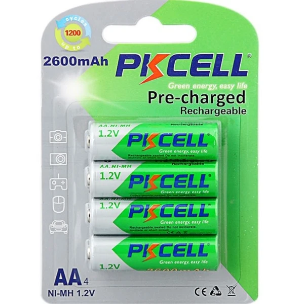 Аккумулятор PKCELL 1.2V AA 2600mAh NiMH Already Charged, 4 штуки у блістері ціна за блістер, Q12