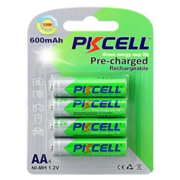 Аккумулятор PKCELL 1.2V AA 600mAh NiMH Already Charged, 4 штуки у блістері ціна за блістер, Q12