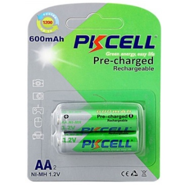 Аккумулятор PKCELL 1.2V AA 600mAh NiMH Already Charged, 2 штуки у блістері ціна за блістер, Q12
