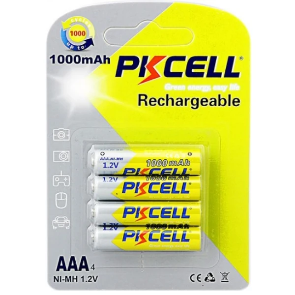 Аккумулятор PKCELL 1.2V AAA 1000mAh NiMH Rechargeable Battery, 4 штуки у блістері ціна за блістер, Q12