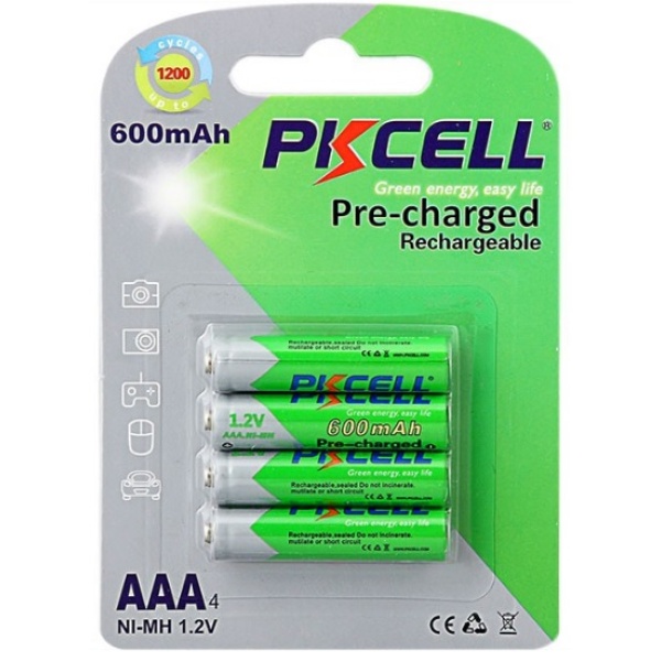 Аккумулятор PKCELL 1.2V AAA 600mAh NiMH Already Charged, 4 штуки у блістері ціна за блістер, Q12