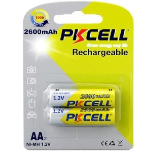 Аккумулятор PKCELL 1.2V AA 2600mAh NiMH Rechargeable Battery, 2 штуки у блістері ціна за блістер, Q12